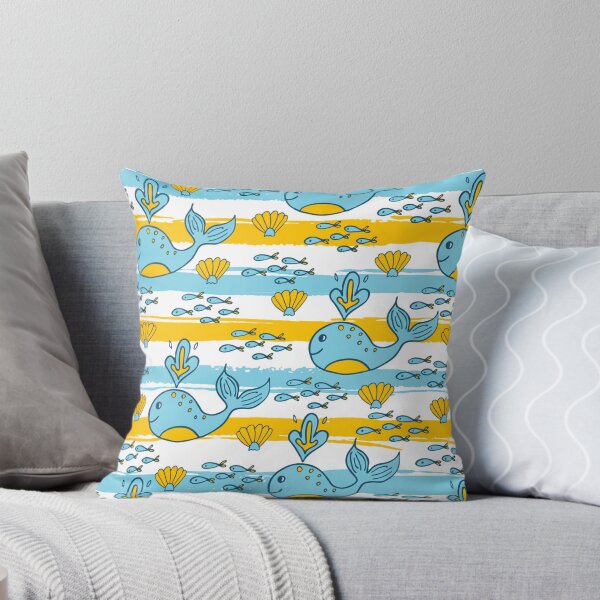 Item preview, Whale Stripe Blue Yellow designed and sold by ChristinasMess.