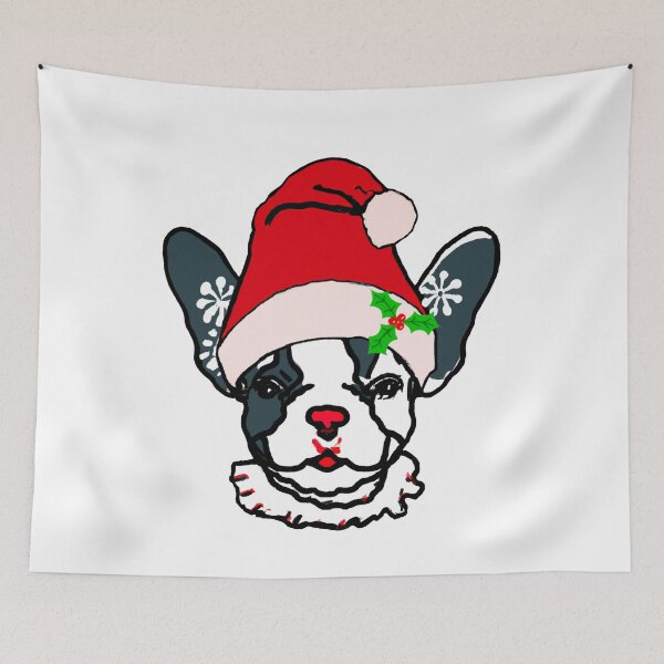 Item preview, Adorable Christmas French Bulldog Art – Festive Frenchie Dog in Santa Hat designed and sold by Vividality.