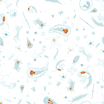 Artwork thumbnail, Blue Deep Sea Plankton Pattern by Inklingsofgrace