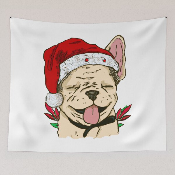 Item preview, Adorable Christmas French Bulldog Art – Festive Frenchie Dog in Santa Hat designed and sold by Vividality.