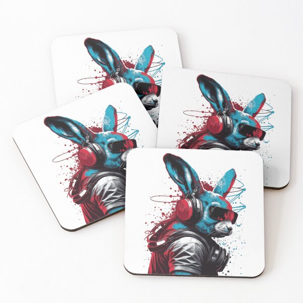Item preview, DJ rabbit with headphones designed and sold by badbug.