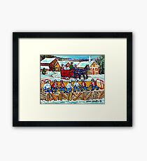 WINTER SCENE OUTDOOR RINK SLEIGH RIDE THROUGH QUEBEC VILLAGE CANADIAN SNOW SCENE Framed Print