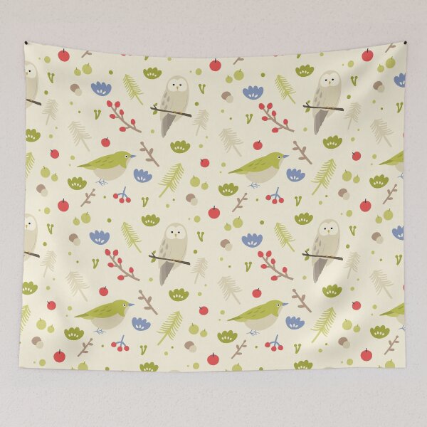 Item preview, Wild Birds Pattern - Green Bird&Owl designed and sold by J-Archive.