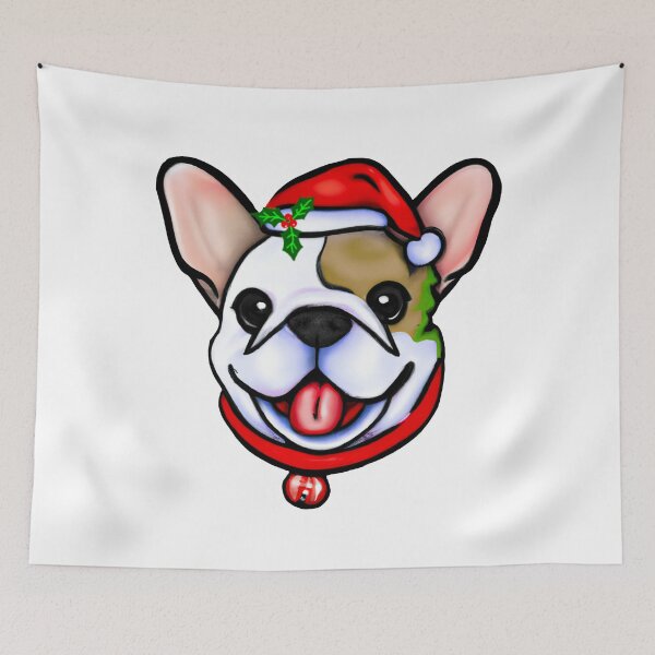 Item preview, Adorable Christmas French Bulldog Art – Festive Frenchie Dog in Santa Hat designed and sold by Vividality.