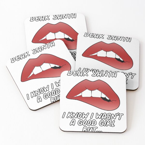 Item preview, Dear Santa i know i wasn't a good girl but ... | Sexy lip bite Christmas illustration designed and sold by ProdbyNiECO.