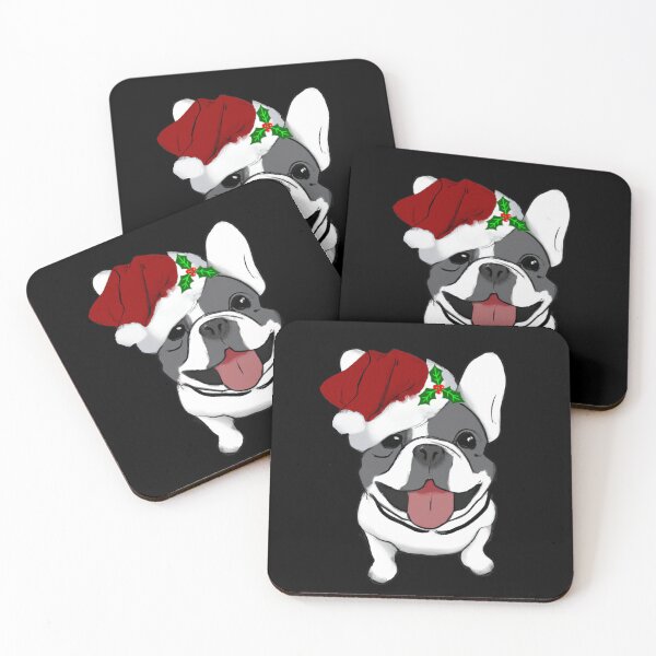 Item preview, Adorable Christmas French Bulldog Art – Festive Frenchie Dog in Santa Hat designed and sold by Vividality.