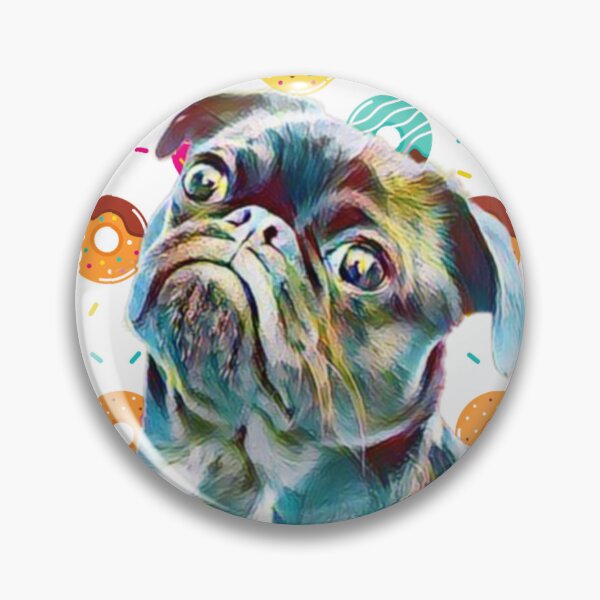 Item preview, falling donuts and black pug  designed and sold by THISPUGVIBE.