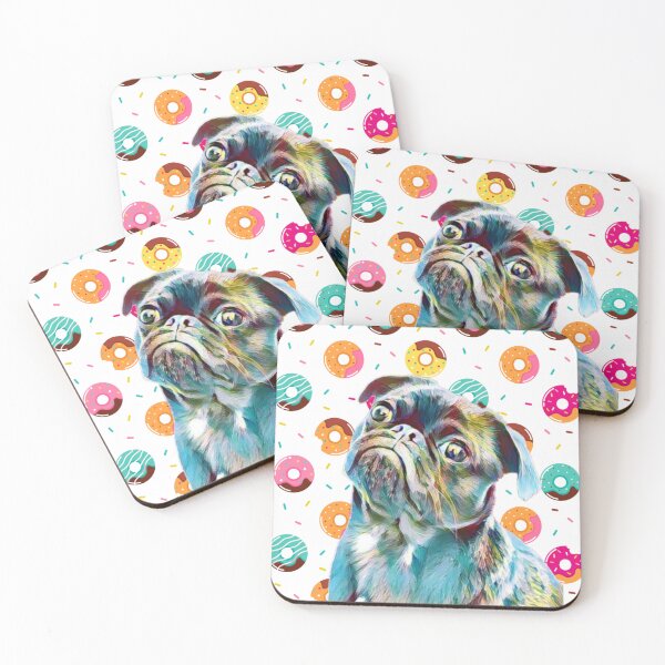 Item preview, falling donuts and black pug  designed and sold by THISPUGVIBE.