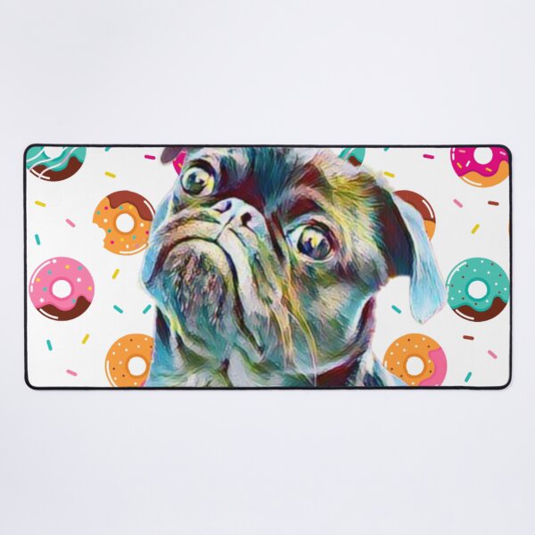 Item preview, falling donuts and black pug designed and sold by THISPUGVIBE.