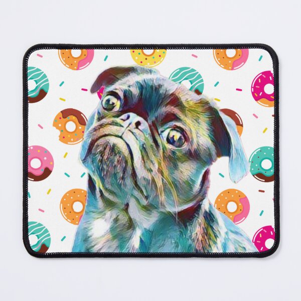 Item preview, falling donuts and black pug designed and sold by THISPUGVIBE.