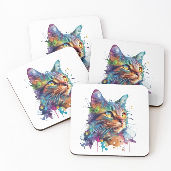 Item preview, Colourful Cat Art, Watercolor Painting designed and sold by KOTOdesign.
