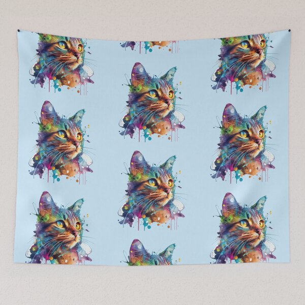 Item preview, Colourful Cat Art, Watercolor Painting designed and sold by KOTOdesign.