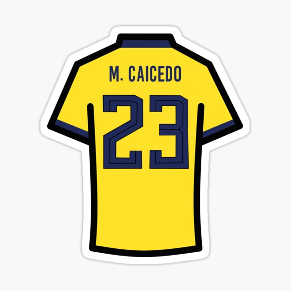 Caicedo #23 ECU Yellow Blue 22 Football Jersey Sticker for Sale by covid50