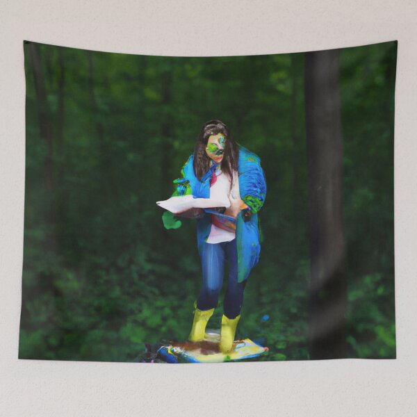 Item preview, lady painting in the woods designed and sold by Bakesales.