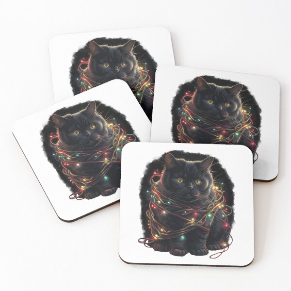 Item preview, Black Santa Cat Tangled Up In Lights Christmas Santa designed and sold by JJT0724.
