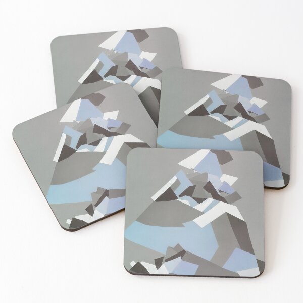 Item preview, Blue Mountains - Abstract Cubism - Greey, Blue and White designed and sold by Inomaly Art.