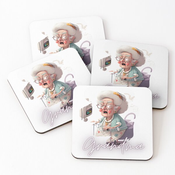 Item preview, Cartoon Grandma Is In The Hospital Again Artwork Sticker designed and sold by TheCreativeFab.