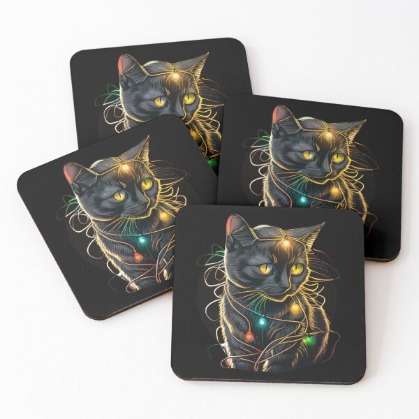 Item preview, Black Santa Cat Tangled Up In Lights Christmas Santa designed and sold by JJT0724.