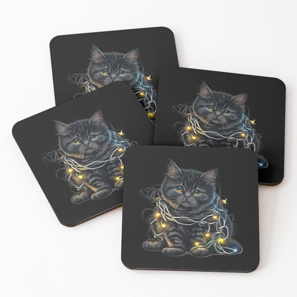 Item preview, Black Santa Cat Tangled Up In Lights Christmas Santa designed and sold by JJT0724.