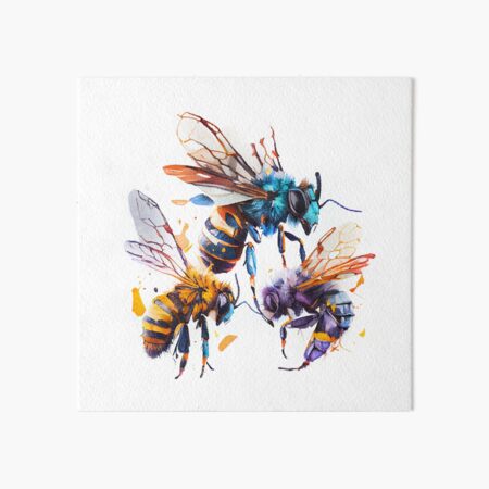 Watercolor bee Art Board Print by Maryse-Montron