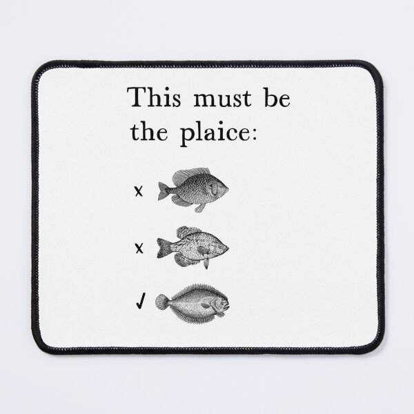 Item preview, This Must Be the Plaice Funny Fish Pun Black and White designed and sold by kierkegaard.
