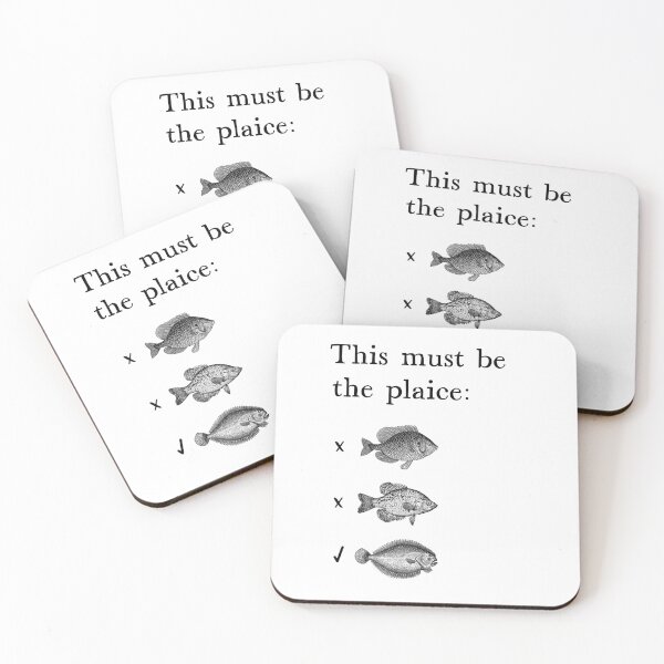 Item preview, This Must Be the Plaice Funny Fish Pun Black and White designed and sold by kierkegaard.
