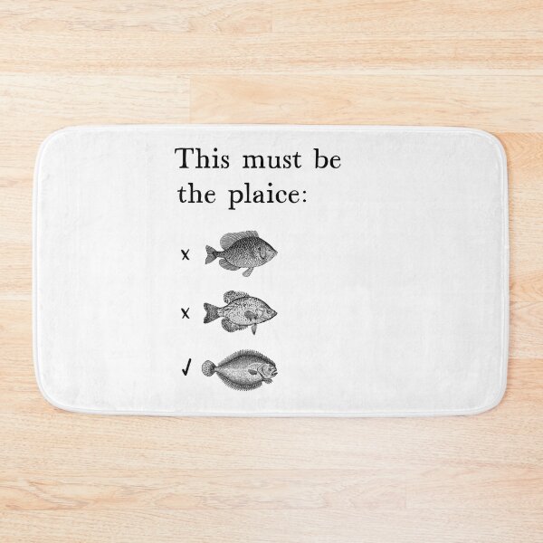 Item preview, This Must Be the Plaice Funny Fish Pun Black and White designed and sold by kierkegaard.