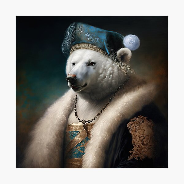 Polar Bear King GRAPHIC ART on sale Illustration giclee print SIGNED