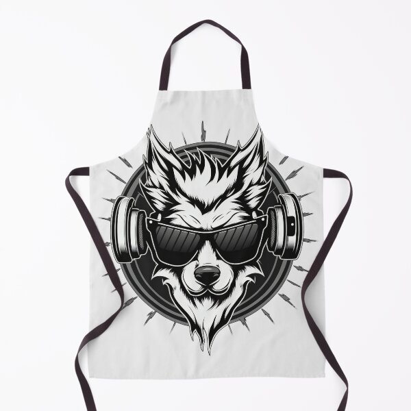 Item preview, When a wolf listens catchy music | Minimalist line art | Flat Illustration designed and sold by AsabIIArt.