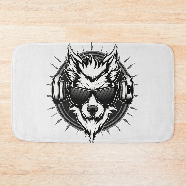 Item preview, When a wolf listens catchy music | Minimalist line art | Flat Illustration designed and sold by AsabIIArt.