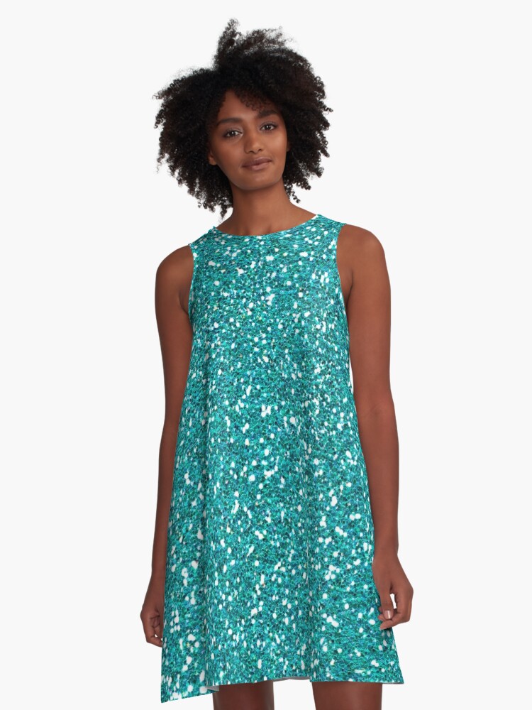 turquoise glitter dress