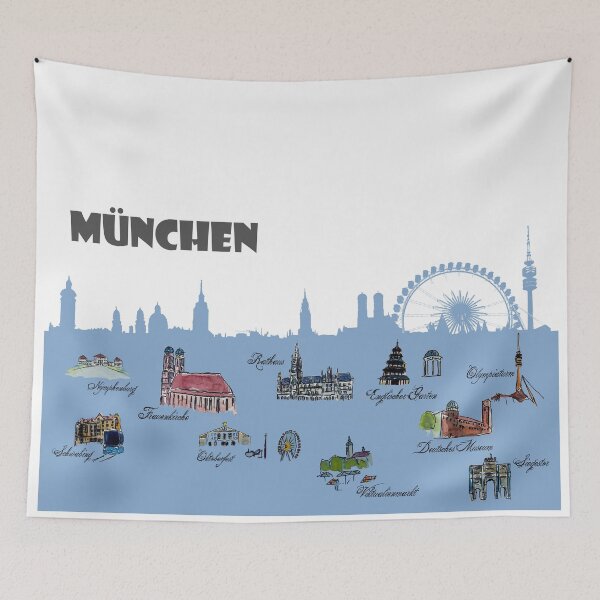 Item preview, Munich skyline silhouette highlights designed and sold by artshop77.