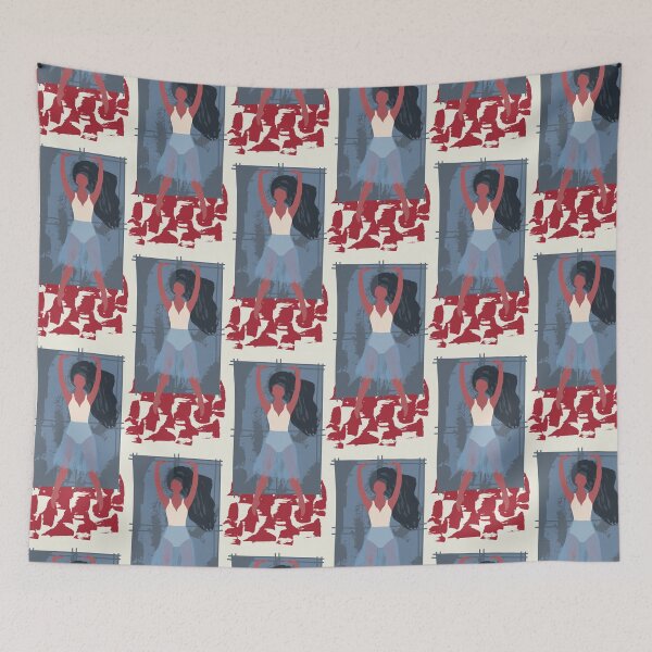 Item preview, Blue boho style ballet dancer pattern designed and sold by reka88.