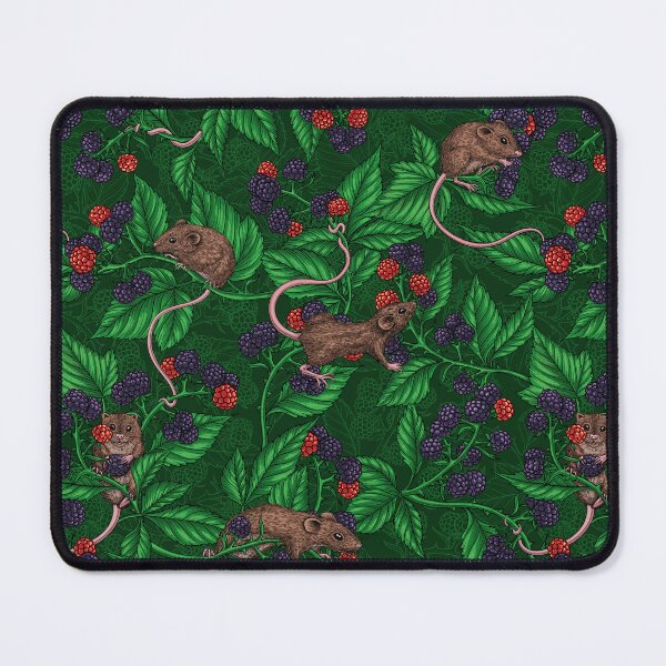 Item preview, Mice and blackberries on dark green designed and sold by Katerina Mitkova Kirilova.