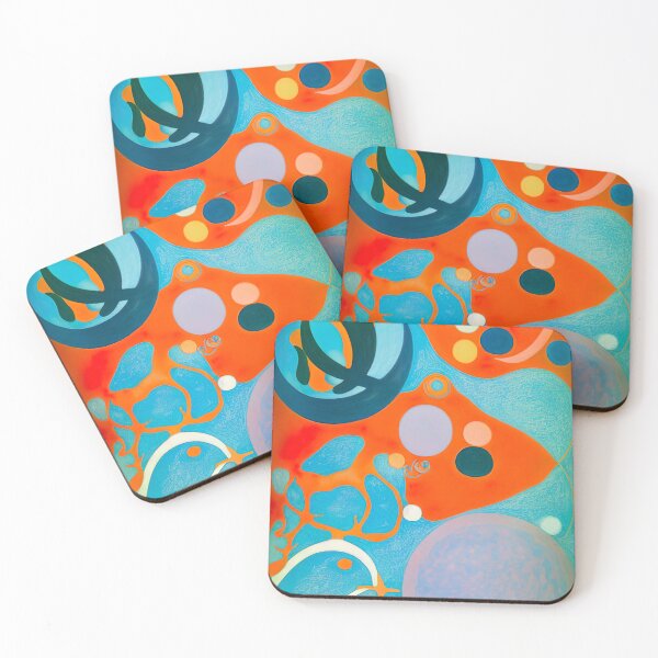 Item preview, Coral Reef 8 - Abstract Art - Orange, Turquoise and Red designed and sold by Inomaly Art.