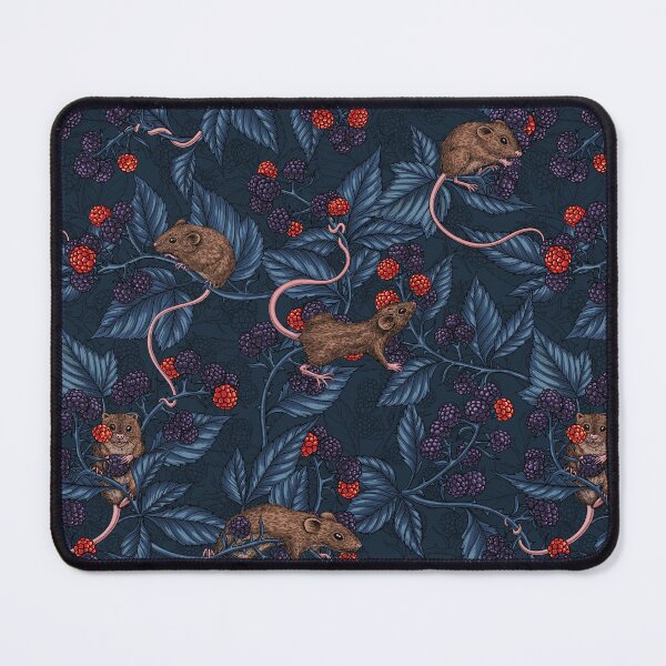 Item preview, Mice and blackberries on navy designed and sold by Katerina Mitkova Kirilova.