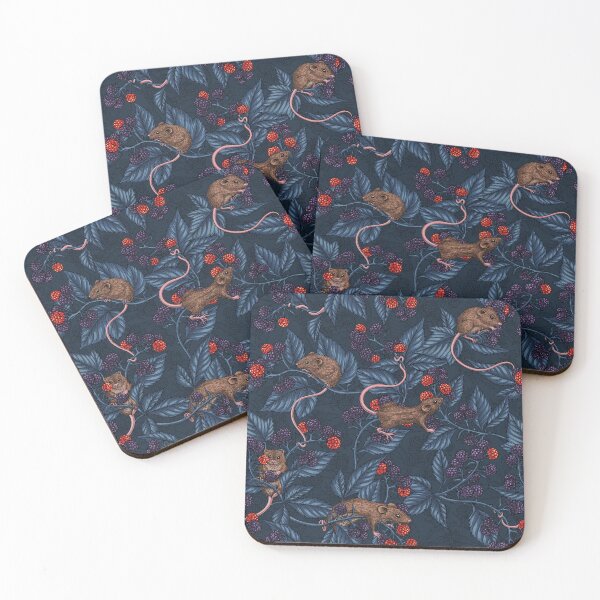 Item preview, Mice and blackberries on navy designed and sold by Katerina Mitkova Kirilova.