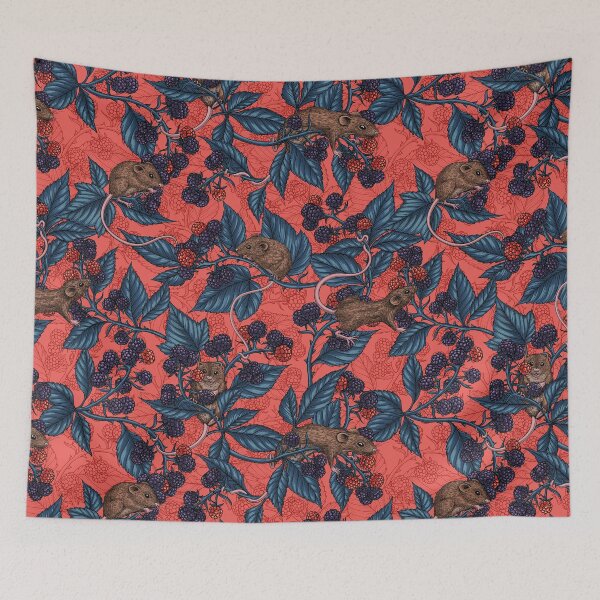 Item preview, Mice and blackberries on red designed and sold by Katerina Mitkova Kirilova.