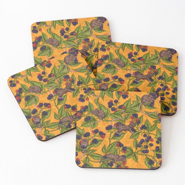 Item preview, Mice and blackberries on yellow designed and sold by Katerina Mitkova Kirilova.