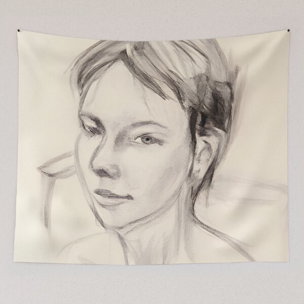 Item preview, Young woman, portrait, pencil sketch. designed and sold by REALDesign-Shop.