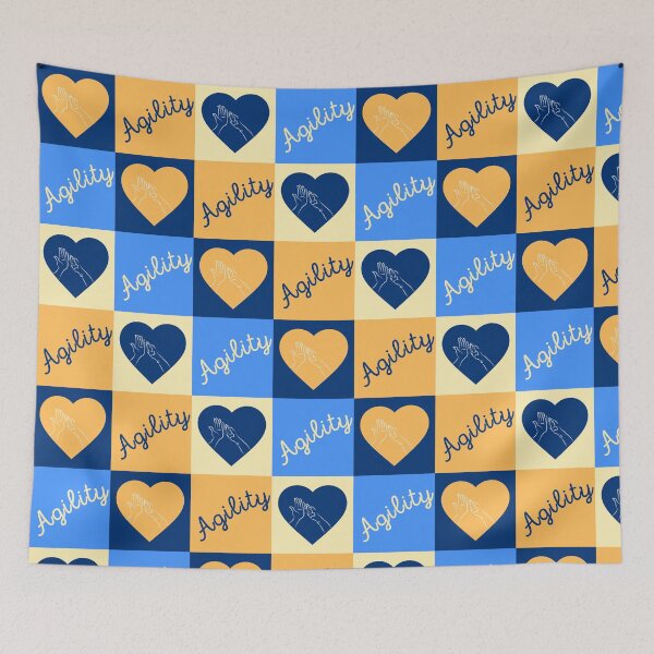 Item preview, Agility team with a blue and orange paw and hand with a heart designed and sold by PausePapote.