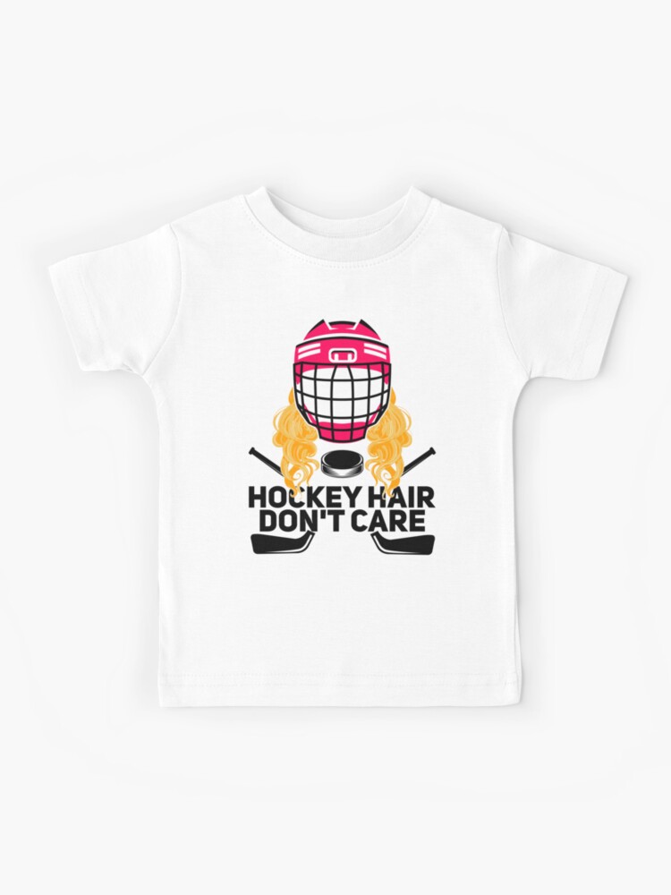 Hockey Hair Don't Care Funny Hockey Shirt For Boys And Girls