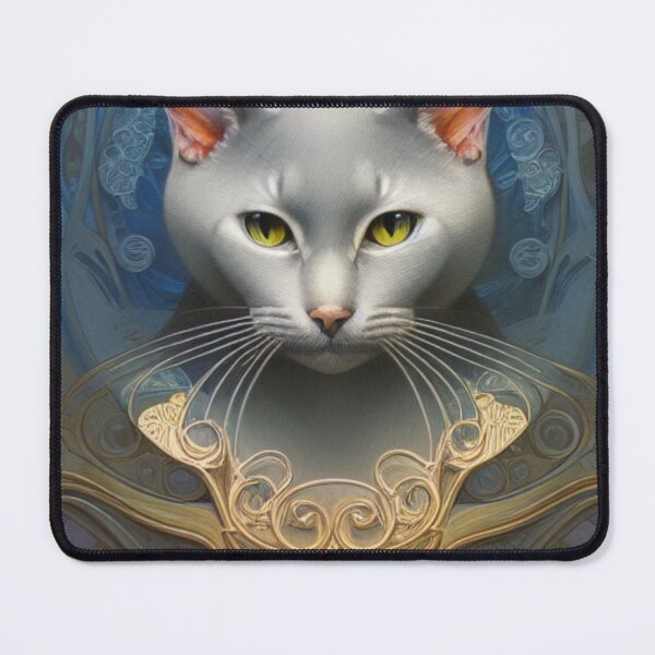 Item preview, Portrait of A Russian Blue With Gold Trim designed and sold by ZenEverAI.