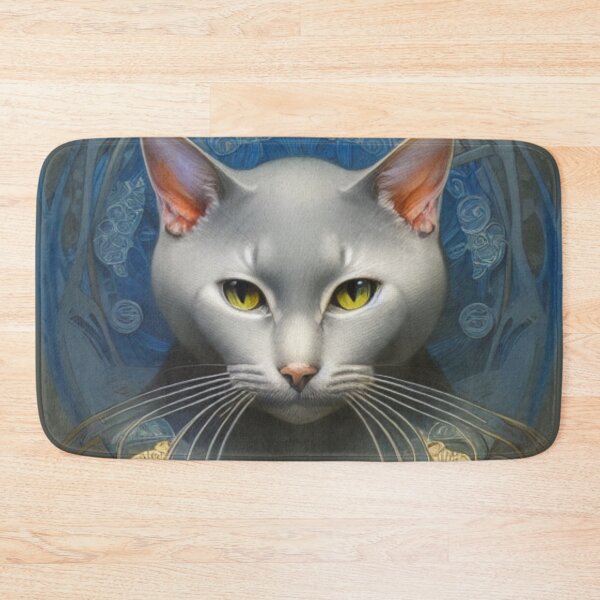 Item preview, Portrait of A Russian Blue With Gold Trim designed and sold by ZenEverAI.
