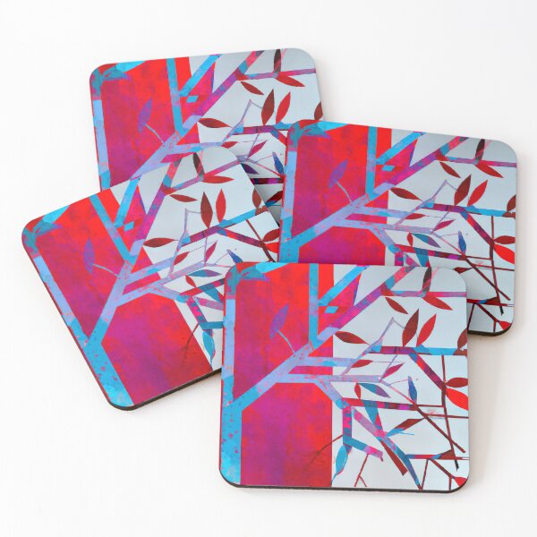 Item preview, Branch and Leaves. - Abstract Art - Red, Blue and Turquoise designed and sold by Inomaly Art.