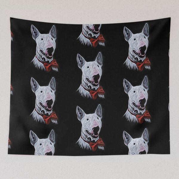 Item preview, Bull Terrier With Red Bow Tie Acrylic Painting Portrait designed and sold by SKornackiArt.