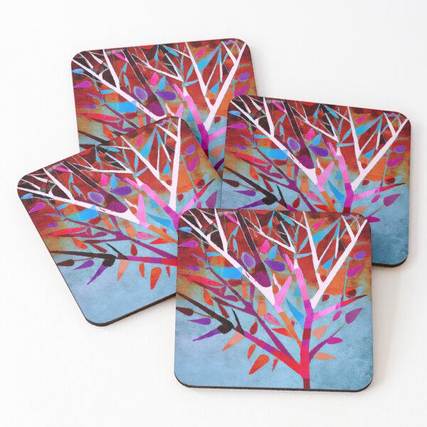 Item preview, Beautiful Tree - Abstract Art - Red, Blue and Grey designed and sold by Inomaly Art.