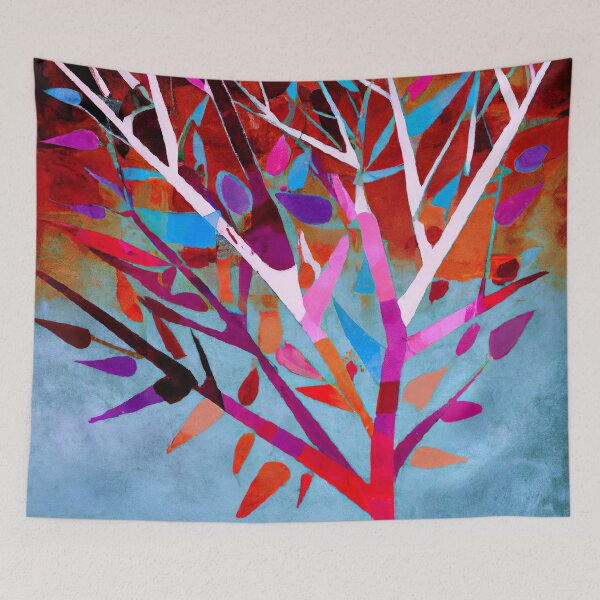 Item preview, Beautiful Tree - Abstract Art - Red, Blue and Grey designed and sold by Inomaly Art.