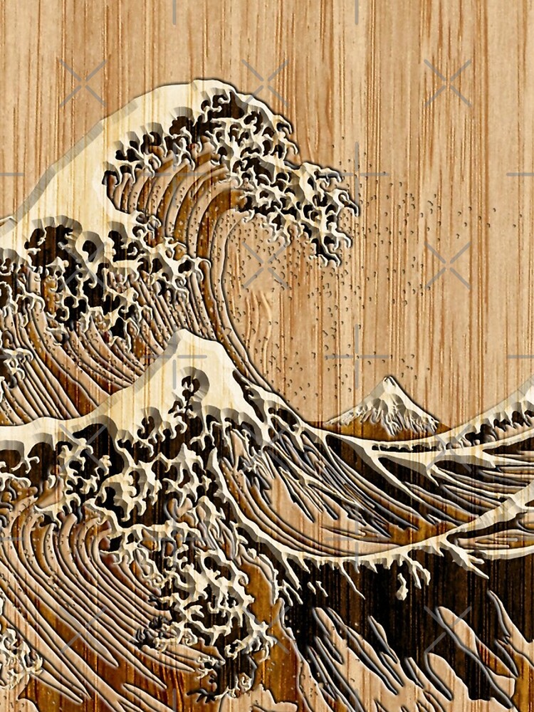 The Great Hokusai Wave in Bamboo Inlay Style by Garaga