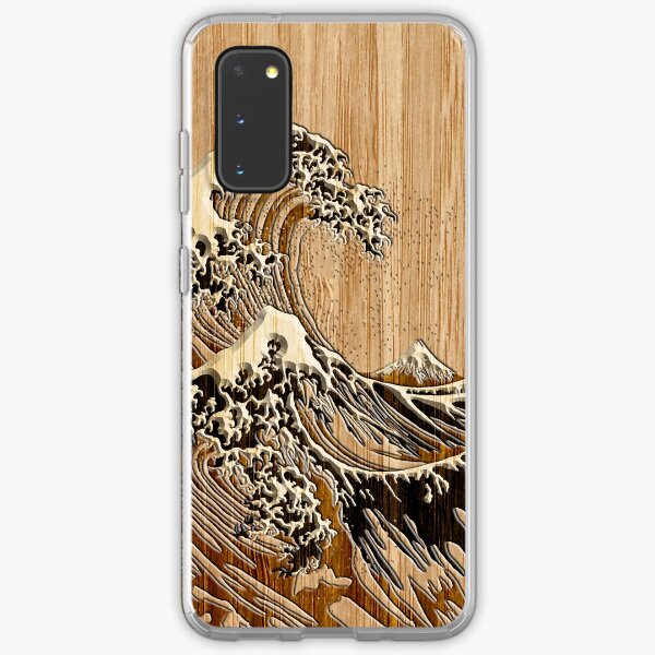 La gran ola de Hokusai en el estilo de incrustación de bambú Funda blanda para Samsung Galaxy